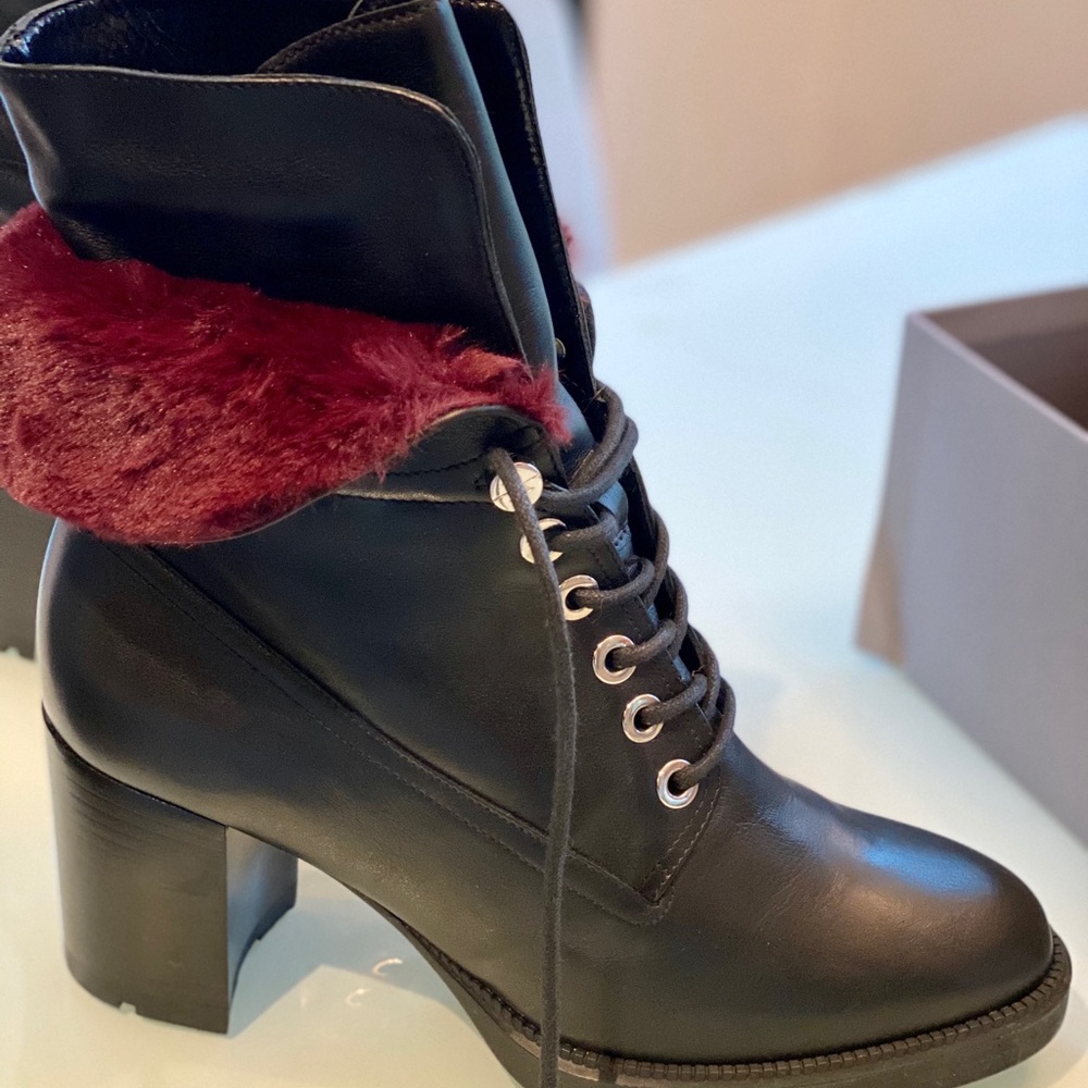 Aquatalia Idris Calf/Faux Fur Black/Burgundy - Picture 4 of 6